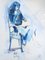 Philippe Caracostea, Girl on a Chair, Mixed Media on Paper, 1970s, Framed, Image 1