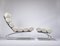 Set of Vintage Easy Chair & Ottoman in White Leather, 1980s 1
