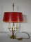 Louis XVI Style Brass Bouillotte Lamp with Red Lampshade, 1890s 14