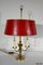 Louis XVI Style Brass Bouillotte Lamp with Red Lampshade, 1890s, Image 11