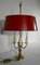 Lampe Bouillotte Style Louis XVI en Laiton avec Abat-Jour Rouge, 1890s 3