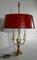 Louis XVI Style Brass Bouillotte Lamp with Red Lampshade, 1890s 3