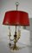 Louis XVI Style Brass Bouillotte Lamp with Red Lampshade, 1890s 4