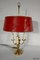 Lampe Bouillotte Style Louis XVI en Laiton avec Abat-Jour Rouge, 1890s 12