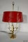 Louis XVI Style Brass Bouillotte Lamp with Red Lampshade, 1890s 12