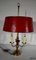 Louis XVI Style Brass Bouillotte Lamp with Red Lampshade, 1890s 10