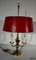 Louis XVI Style Brass Bouillotte Lamp with Red Lampshade, 1890s, Image 10