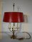 Louis XVI Style Brass Bouillotte Lamp with Red Lampshade, 1890s 16