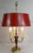 Louis XVI Style Brass Bouillotte Lamp with Red Lampshade, 1890s, Image 2