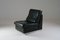 Black Leather Fireside Chair attributed to Jacques Charpentier, France, 1970s 1