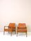 Vintage Teak and Leather Armchairs, 1950s, Set of 2 3