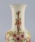 Cream-Coloured Porcelain Vase with Hand-Painted Flowers from Zsolnay 3