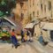 Cirano Castelfranchi, City Scene, 20th Century, Oil on Canvas, Framed 8