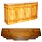 Vintage Burr Yew Wood Breakfront Sideboard with 4 Drawers 3