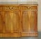 Vintage Burr Yew Wood Breakfront Sideboard with 4 Drawers 6