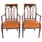 19th Century Sheraton Revival Satinwood Banded Armchairs, Set of 2 1