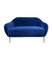 Italian Two Seater Sofa in Blue Velvet with Brass Legs, 1950s 3
