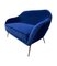 Italian Two Seater Sofa in Blue Velvet with Brass Legs, 1950s 6