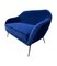 Italienisches 2-Sitzer Sofa aus blauem Samt mit Messingbeinen, 1950er 6