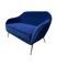 Italian Two Seater Sofa in Blue Velvet with Brass Legs, 1950s 2