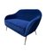 Italian Two Seater Sofa in Blue Velvet with Brass Legs, 1950s, Image 2