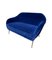 Italienisches 2-Sitzer Sofa aus blauem Samt mit Messingbeinen, 1950er 13
