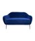 Italian Two Seater Sofa in Blue Velvet with Brass Legs, 1950s, Image 11