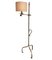 Lámpara de pie española ajustable dorada de hierro forjado con pantalla de lino, años 50, Imagen 2