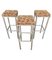 French Bar Stools in Faux Bamboo and Chrome with Leaf Fabric, 1960s, Set of 3 2