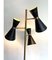 Stilnovo Style Black Lacquered Adjustable Floor Lamp in Brass 12