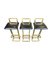 Stools in Gilt Metal with Black Leather Seat Pads in the style of Maison Jansen, 1970s, Set of 3, Image 3