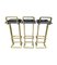 Stools in Gilt Metal with Black Leather Seat Pads in the style of Maison Jansen, 1970s, Set of 3 15