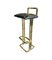 Stools in Gilt Metal with Black Leather Seat Pads in the style of Maison Jansen, 1970s, Set of 3, Image 6