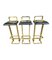 Stools in Gilt Metal with Black Leather Seat Pads in the style of Maison Jansen, 1970s, Set of 3, Image 14