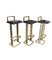 Stools in Gilt Metal with Black Leather Seat Pads in the style of Maison Jansen, 1970s, Set of 3, Image 4