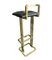 Stools in Gilt Metal with Black Leather Seat Pads in the style of Maison Jansen, 1970s, Set of 3 9