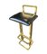 Stools in Gilt Metal with Black Leather Seat Pads in the style of Maison Jansen, 1970s, Set of 3, Image 7