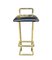 Stools in Gilt Metal with Black Leather Seat Pads in the style of Maison Jansen, 1970s, Set of 3 5