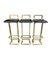 Stools in Gilt Metal with Black Leather Seat Pads in the style of Maison Jansen, 1970s, Set of 3, Image 2