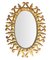 Espejo de pared español ovalado en forma de sol de metal dorado adornado, años 50, Imagen 4