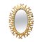 Spanish Oval Sunburst Wall Mirror in Ornate Gilt Metal, 1950s 1