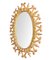 Espejo de pared español ovalado en forma de sol de metal dorado adornado, años 50, Imagen 6