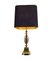 Lampade a forma di pigna in ottone con paralume originale di Maison Charles, Francia, anni '60, Immagine 2