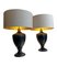 Black Ceramic Gilt Painted Lamps in Classical Style, 1970s, Set of 2 6
