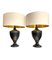 Lampes Peintes en Céramique Noire de Style Classique, 1970s, Set de 2 2
