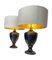 Black Ceramic Gilt Painted Lamps in Classical Style, 1970s, Set of 2 4