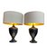 Black Ceramic Gilt Painted Lamps in Classical Style, 1970s, Set of 2 5