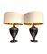 Black Ceramic Gilt Painted Lamps in Classical Style, 1970s, Set of 2 10