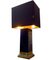 Black Lacquer Lamp in Brass and Chrome by Jean Claude Mahey, 1970s, Image 2