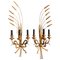 Large Italian Wheat Sheaf Wall Sconces in Gilt Metal, 1950s, Set of 2 2